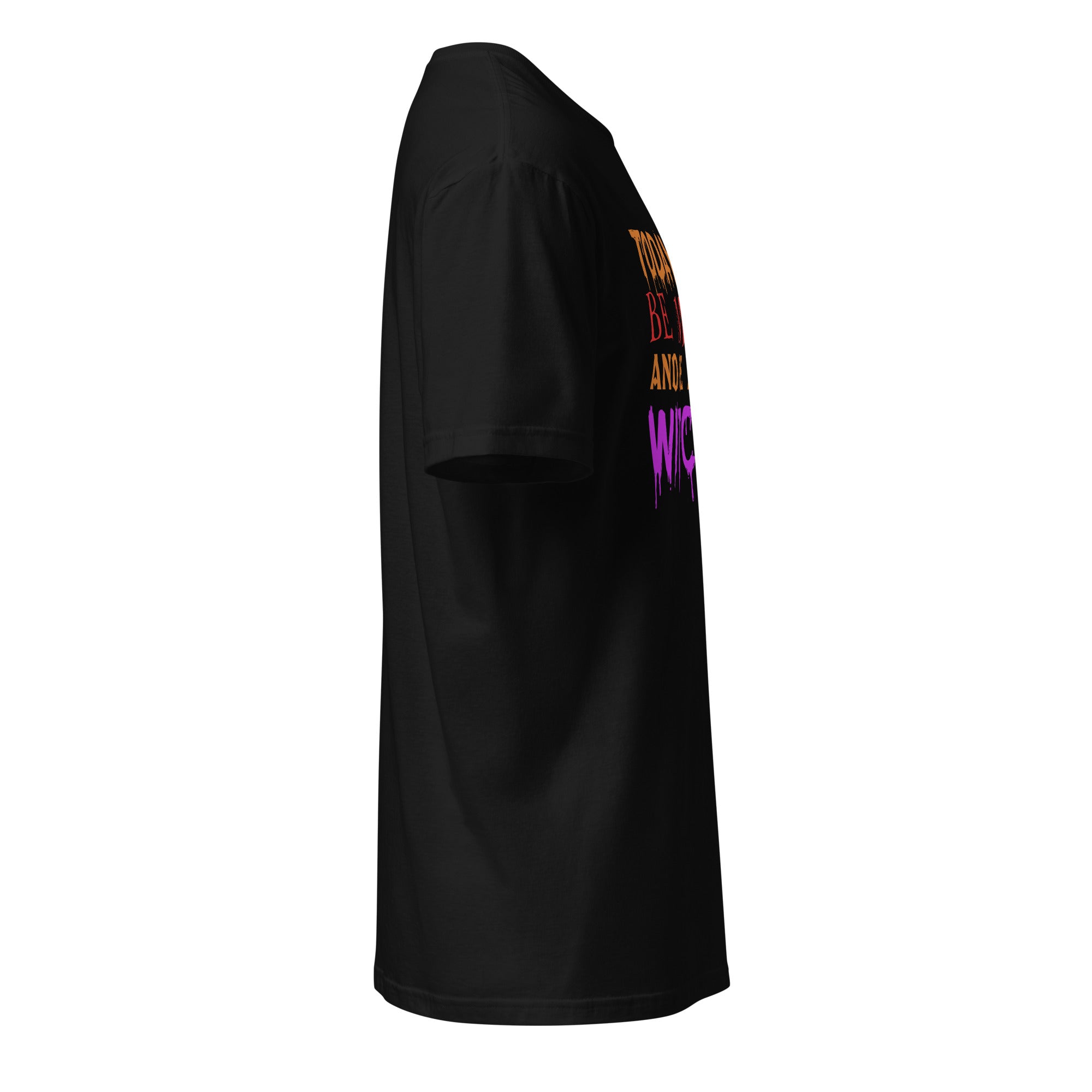 right view of a black t-shirt