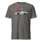 Charcoal t-shirt with Speed Racer graphic on a white background