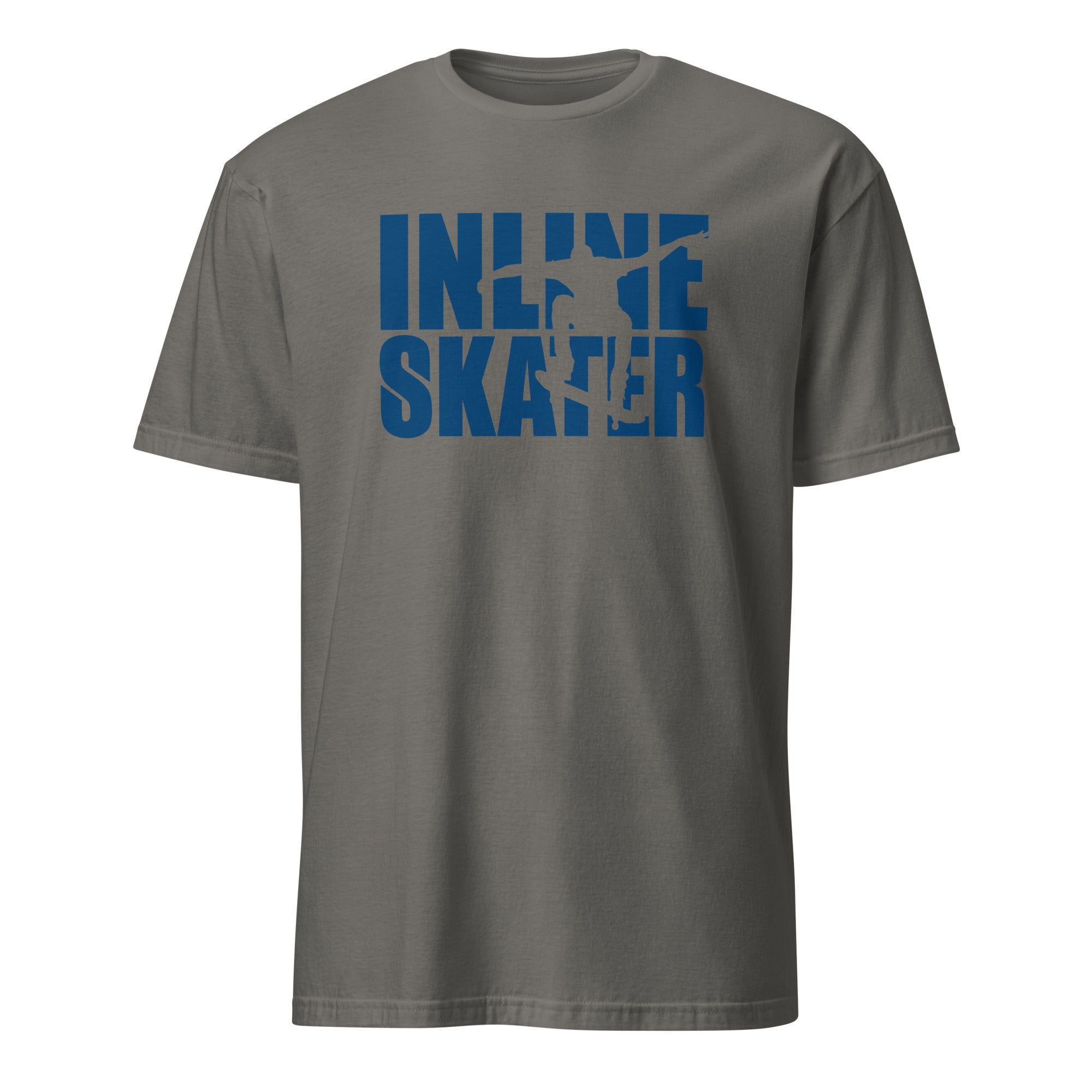 Gray t-shirt with 'Inline Skater' text in blue on a white background