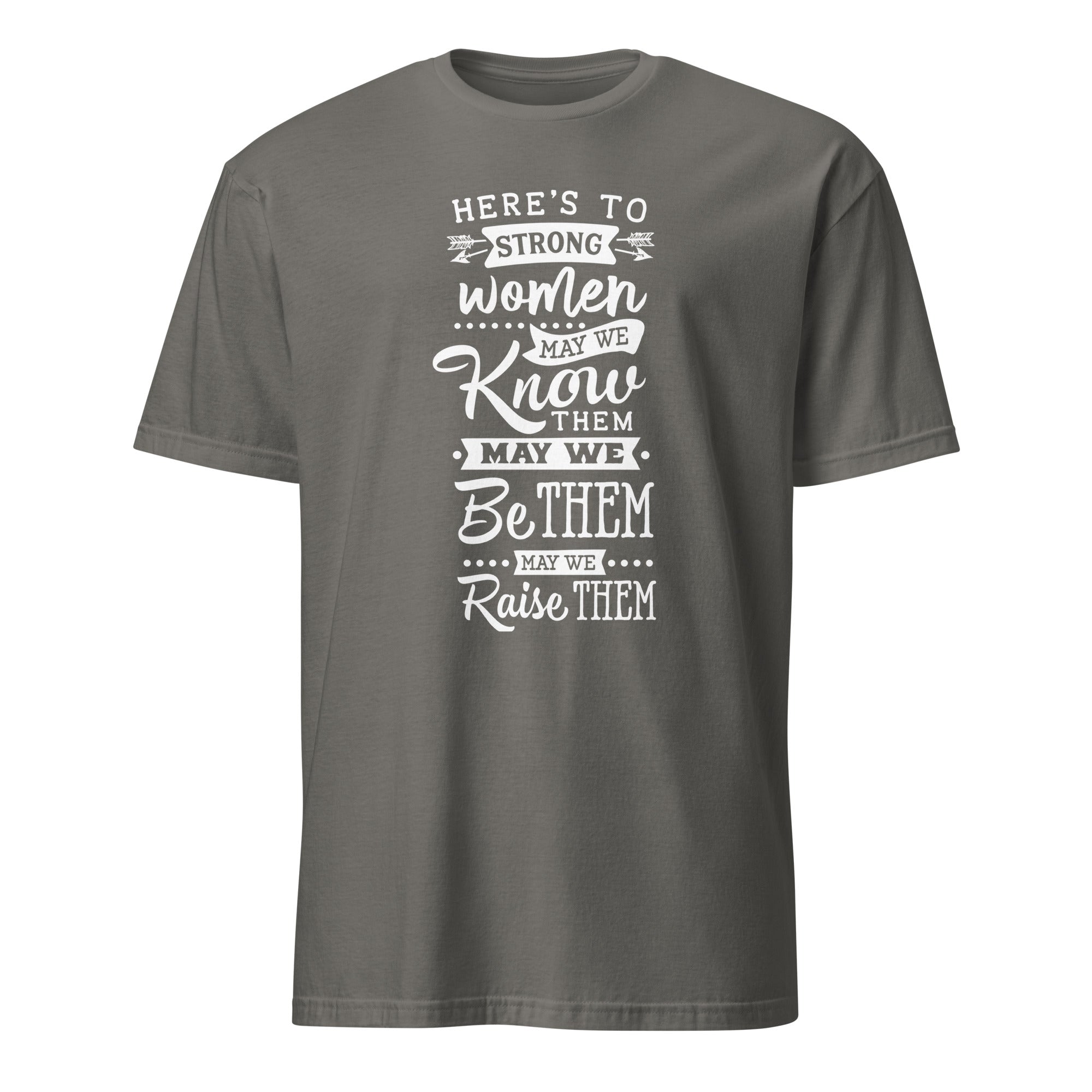 Dark Gray t-shirt with motivational quote in white text on a white background