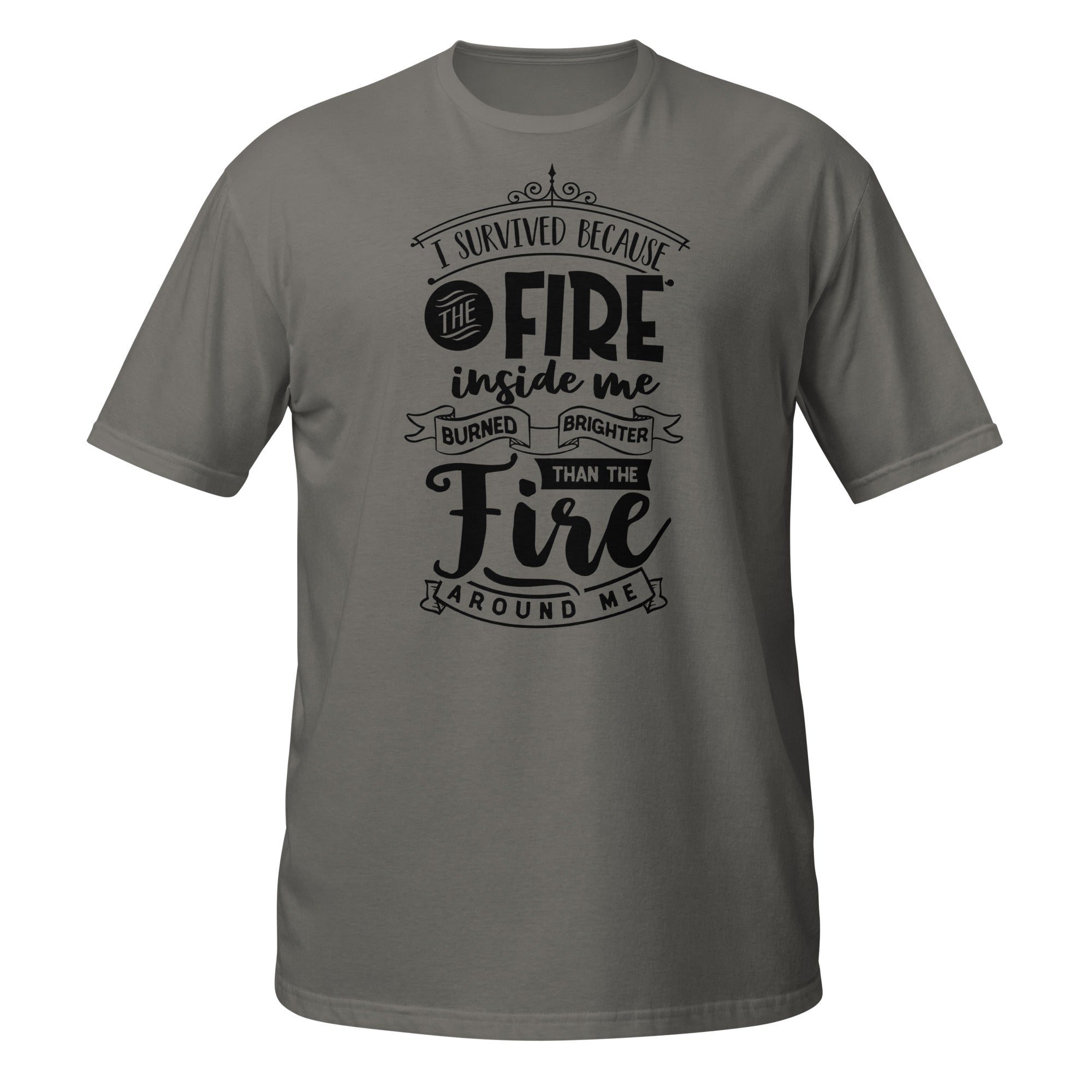 Green t-shirt with motivational quote in black text on a white background