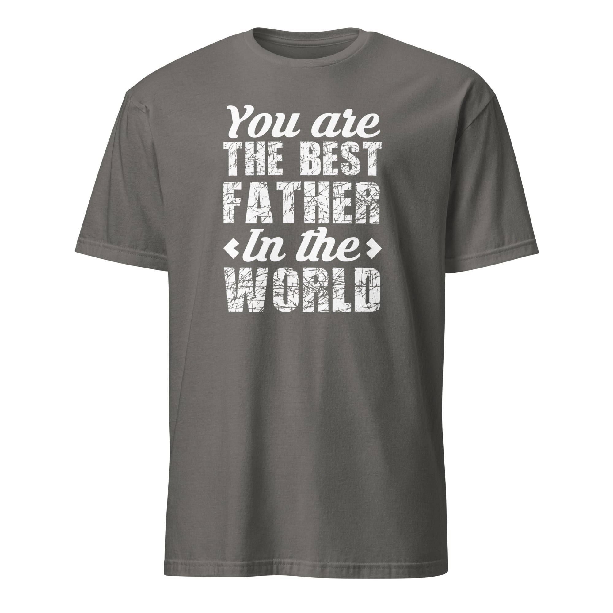 Dark Gray t-shirt with white text design reading “You Are The Best Father In the World”