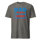 Charcoal t-shirt with Patriotic dad quote t-shirt design reading “Dad a son’s first hero a daughter’s first love”