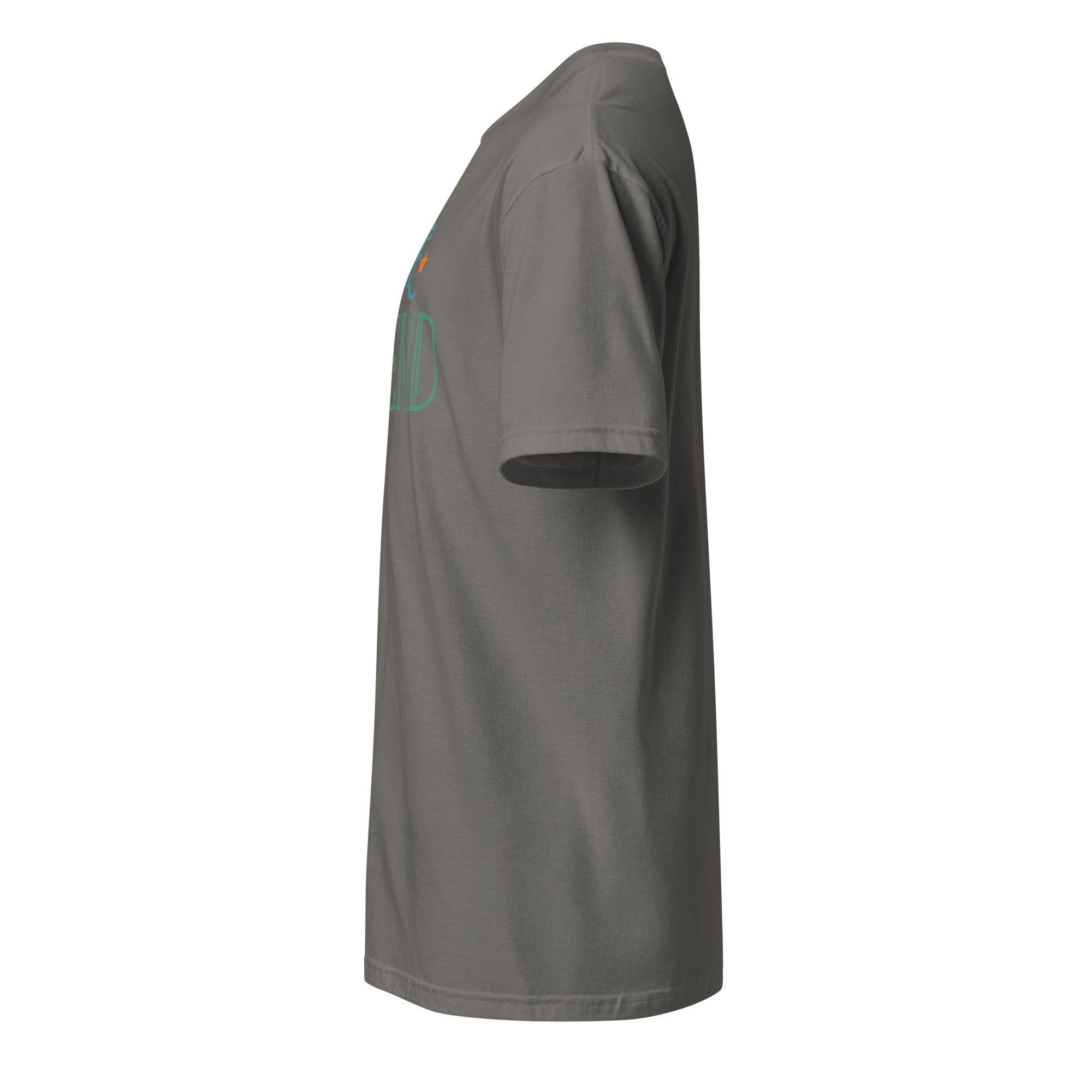 Dark Gray t-shirt left side on a white background
