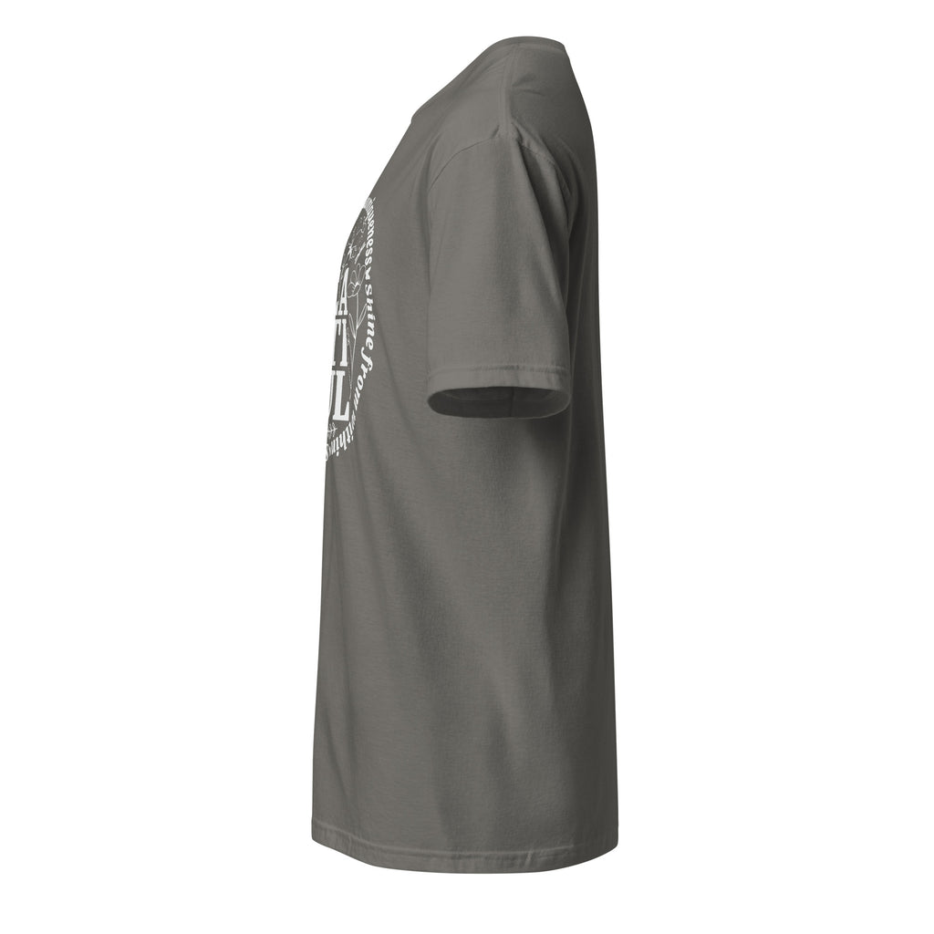 Plain Charcoal t-shirt left side on a white background