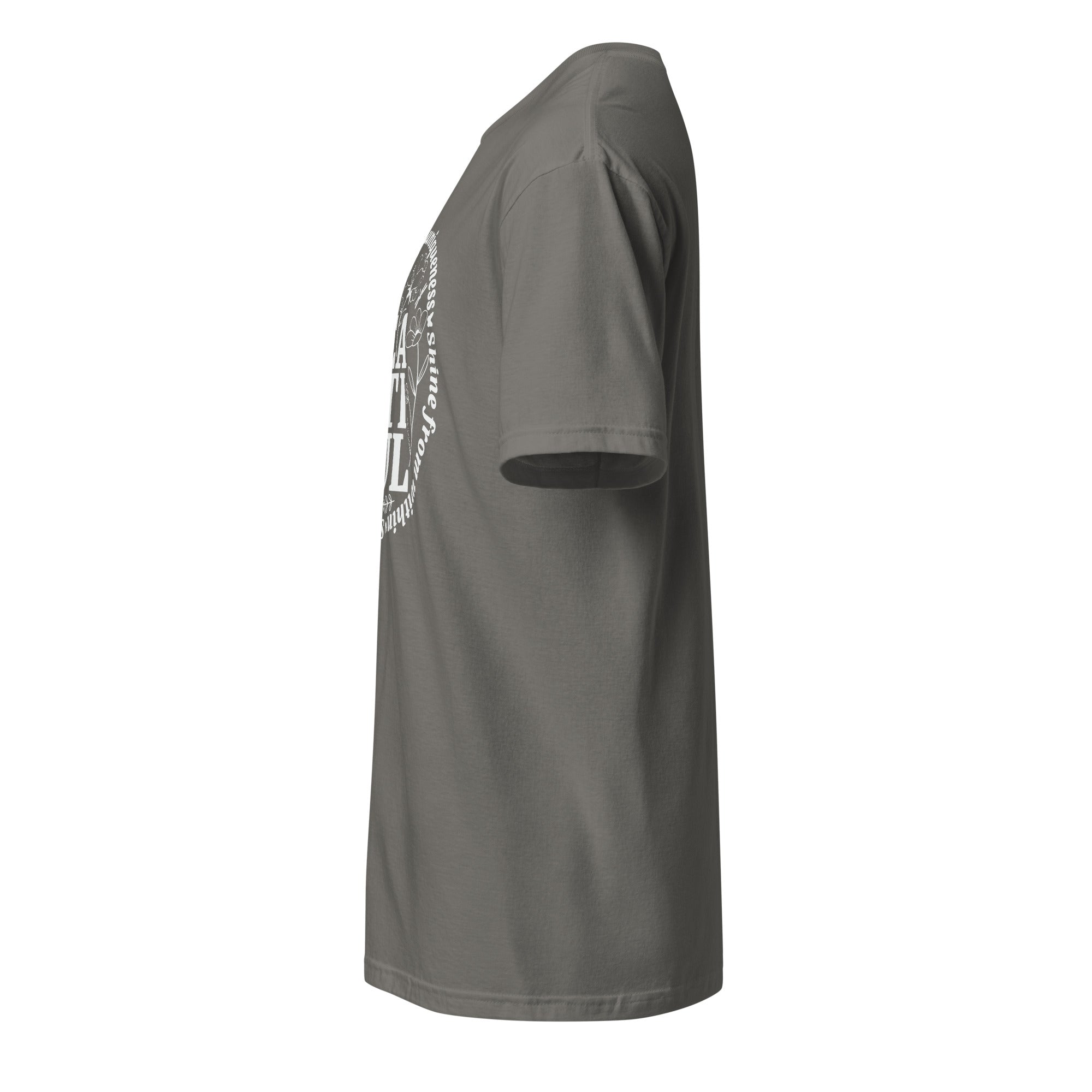 Plain Charcoal t-shirt left side on a white background