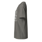 Left view of charcoal t-shirt on a white background