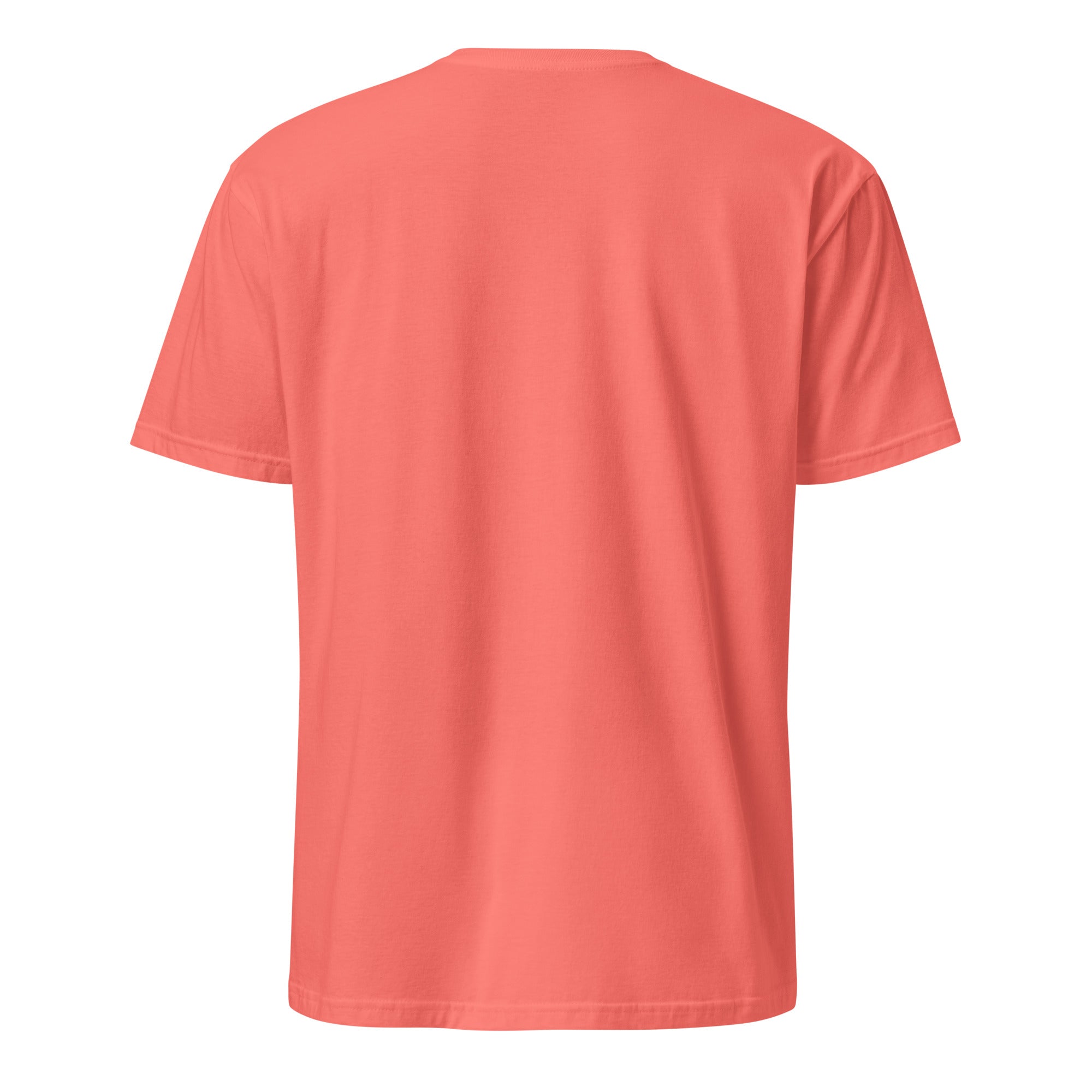 Plain Coral t-shirt back on a white background