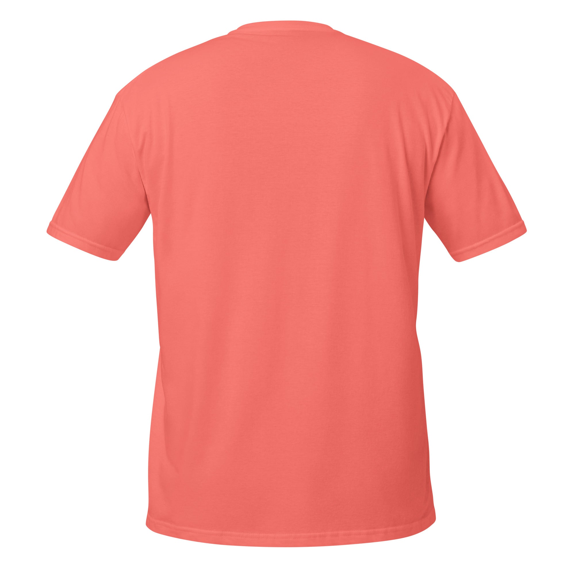 Coral t-shirt back on a white background