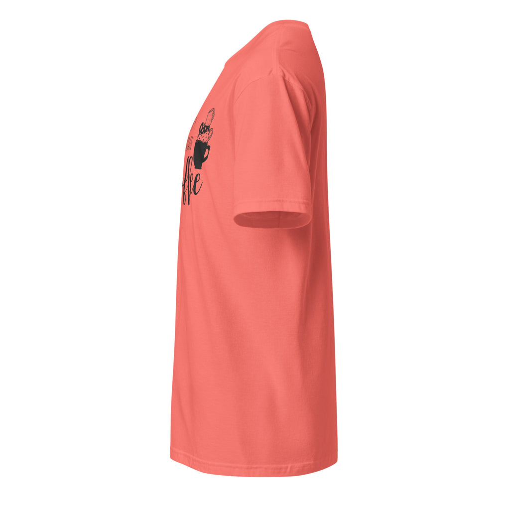 Plain Coral t-shirt left side on a white background
