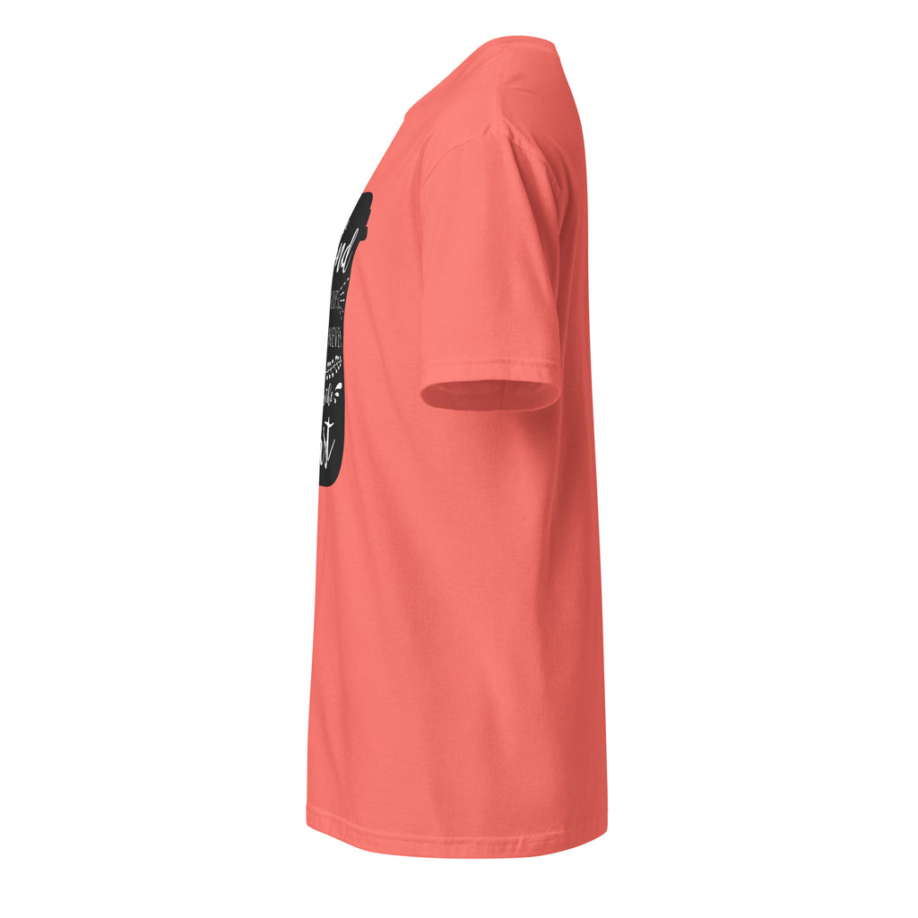 Plain Coral t-shirt left side on a white background