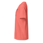 Plain Coral t-shirt left side on a white background