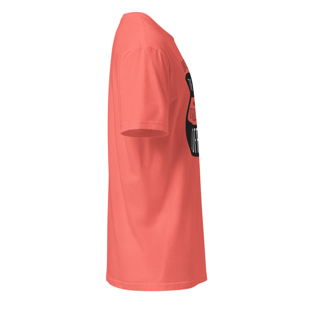 Plain Coral t-shirt right side on a white background