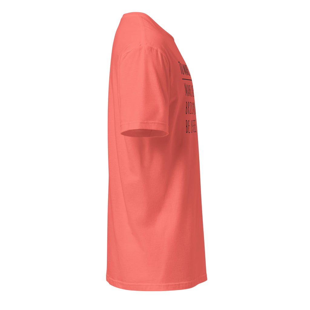 Plain Coral t-shirt right side on a white background
