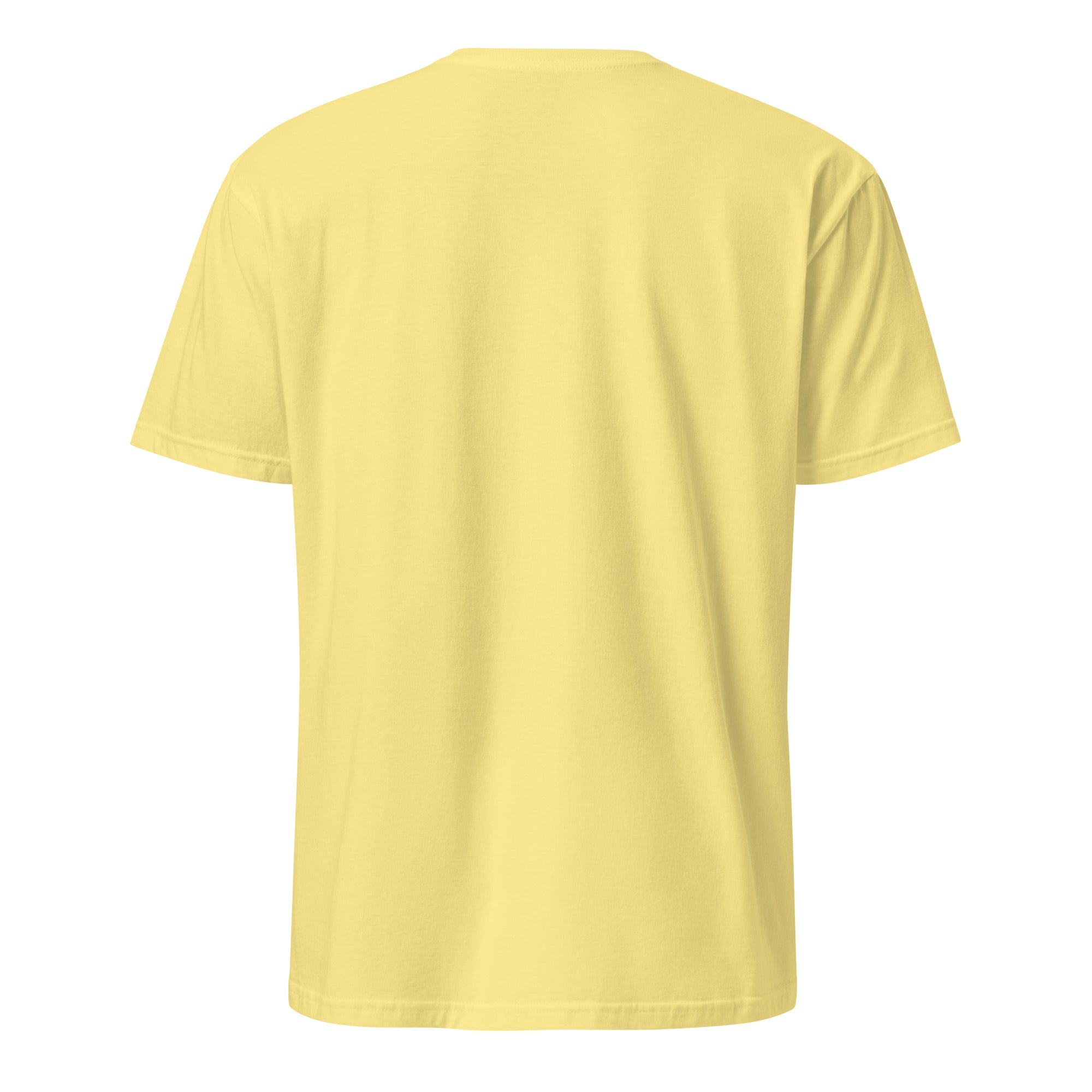 Plain yellow t-shirt back on a white background