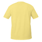 Yellow t-shirt back on a white background