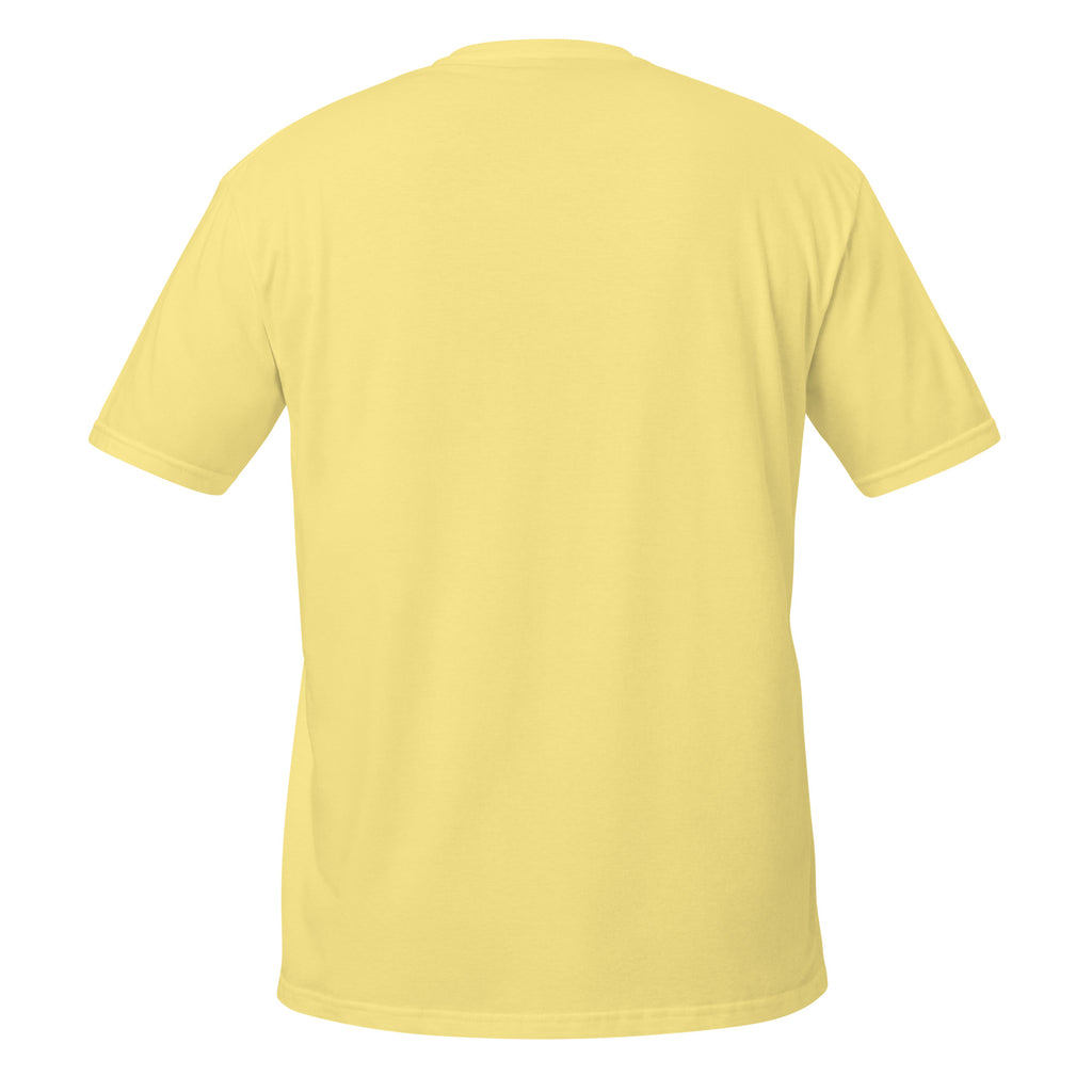 Yellow t-shirt back on a white background