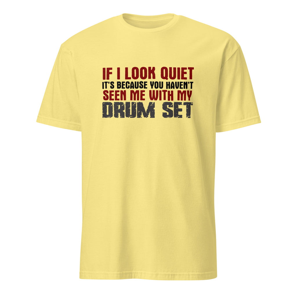 Yellow t-shirt with humorous text design on a white background
