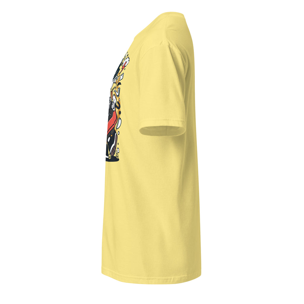 Plain Yellow t-shirt left side on a white background