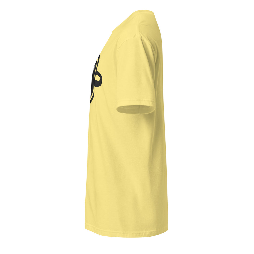 Plain Yellow t-shirt left side on a white background