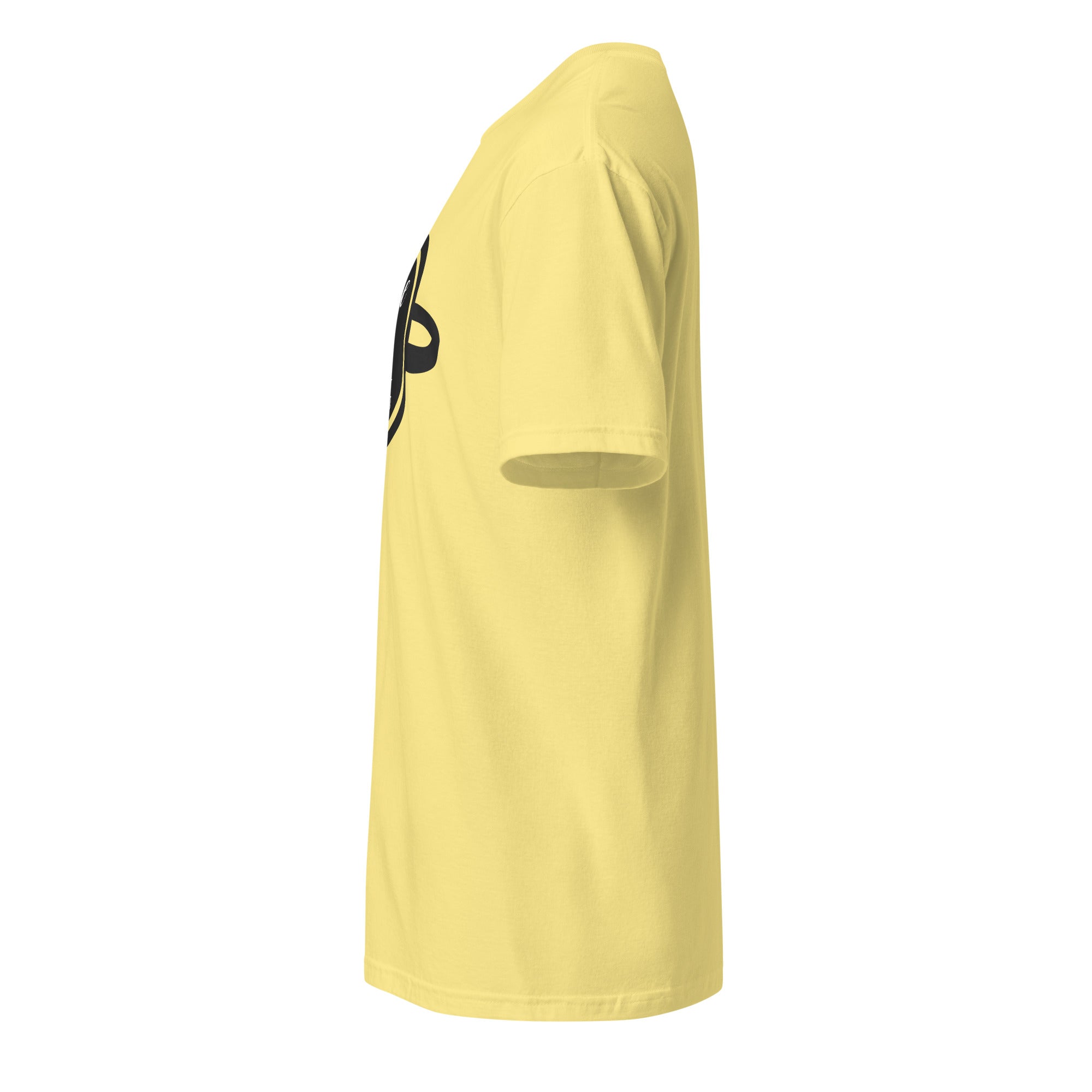 Plain Yellow t-shirt left side on a white background