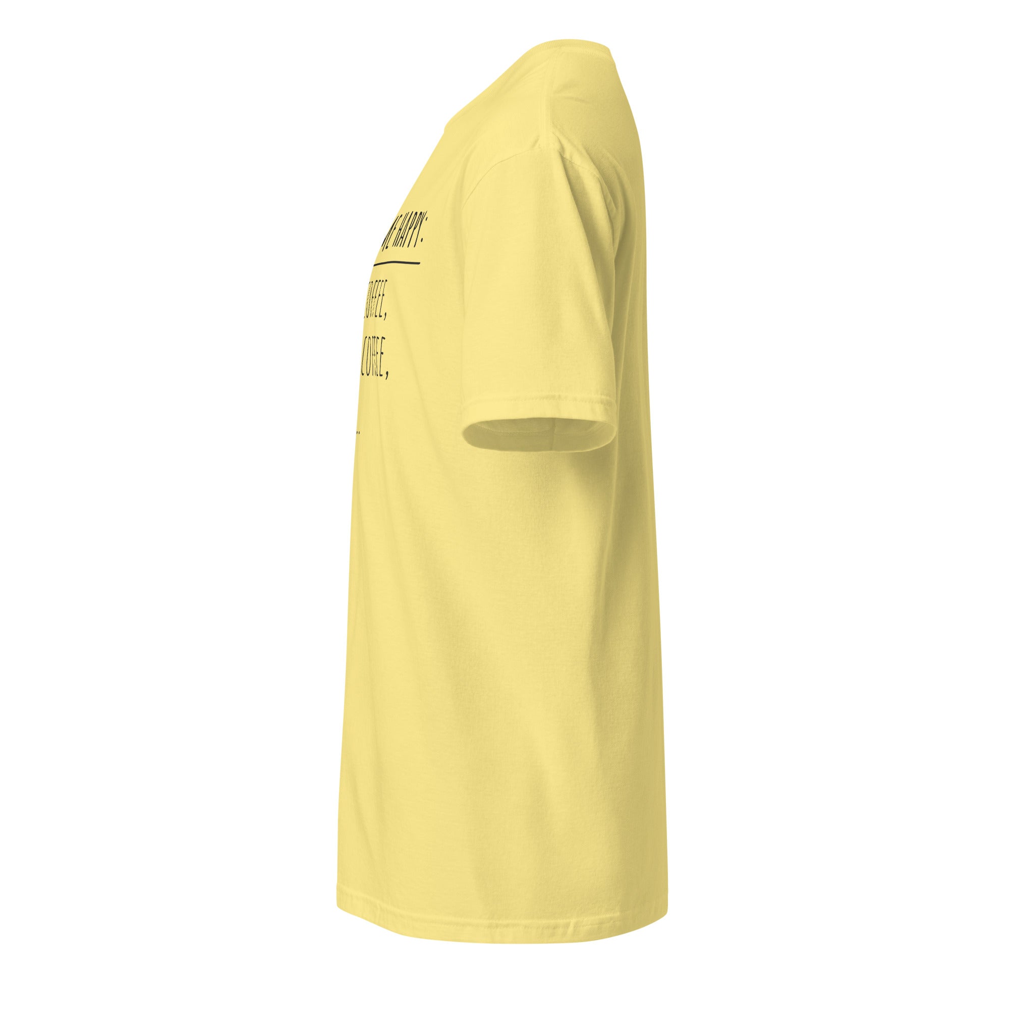 Plain Yellow t-shirt left side on a white background