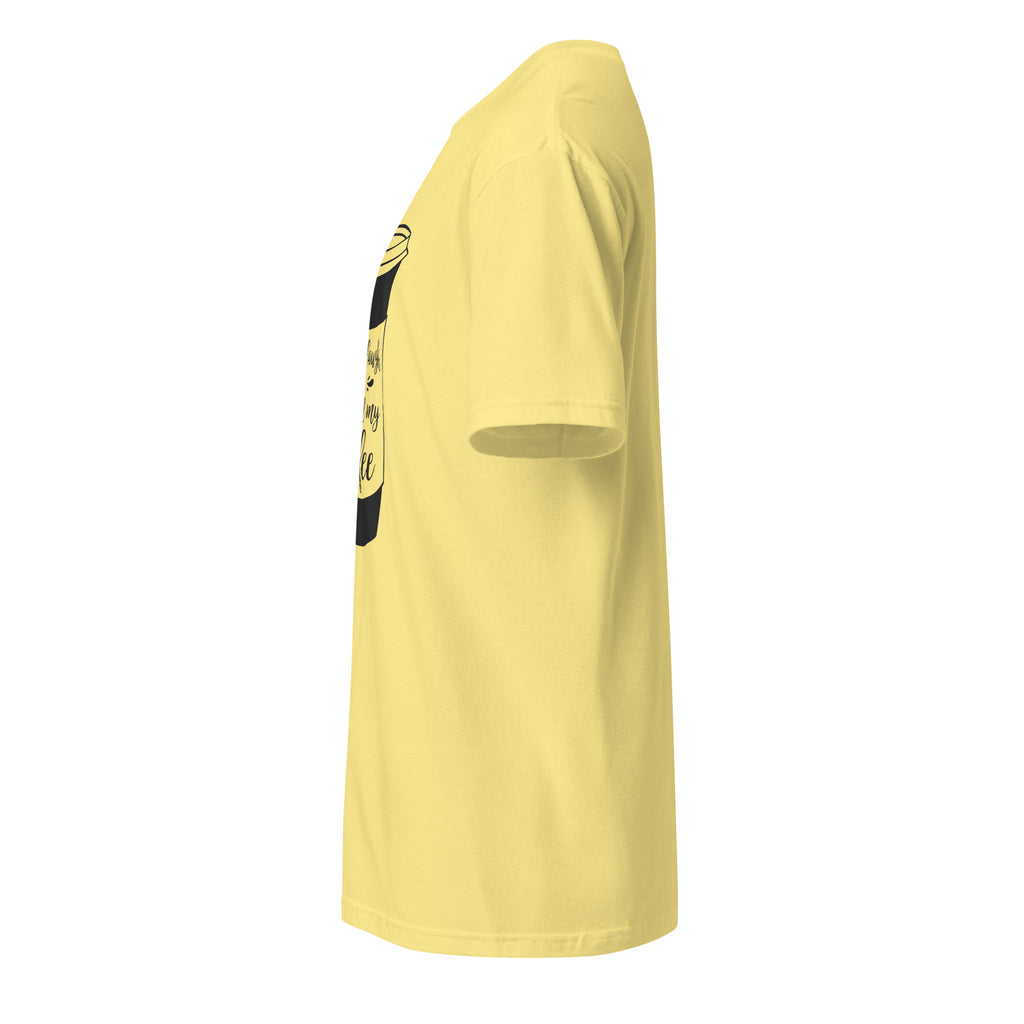 Plain Cornsilk t-shirt left side on a white background