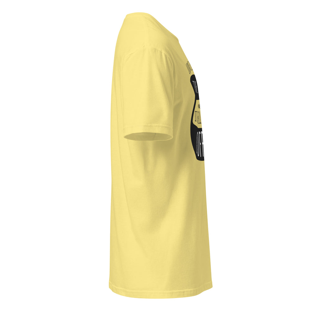 Plain yellow t-shirt right side on a white background
