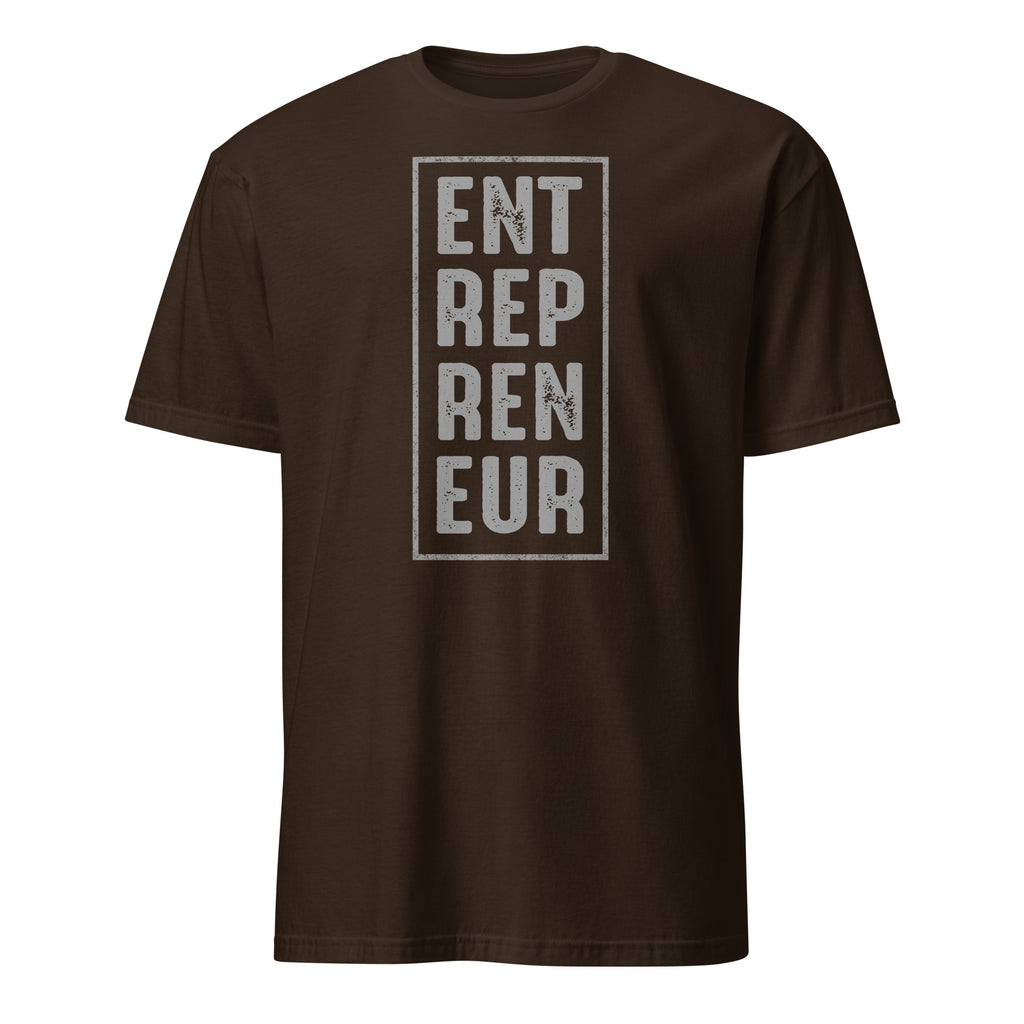 Brown t-shirt with 'ENTREPRENEUR' text on a white background
