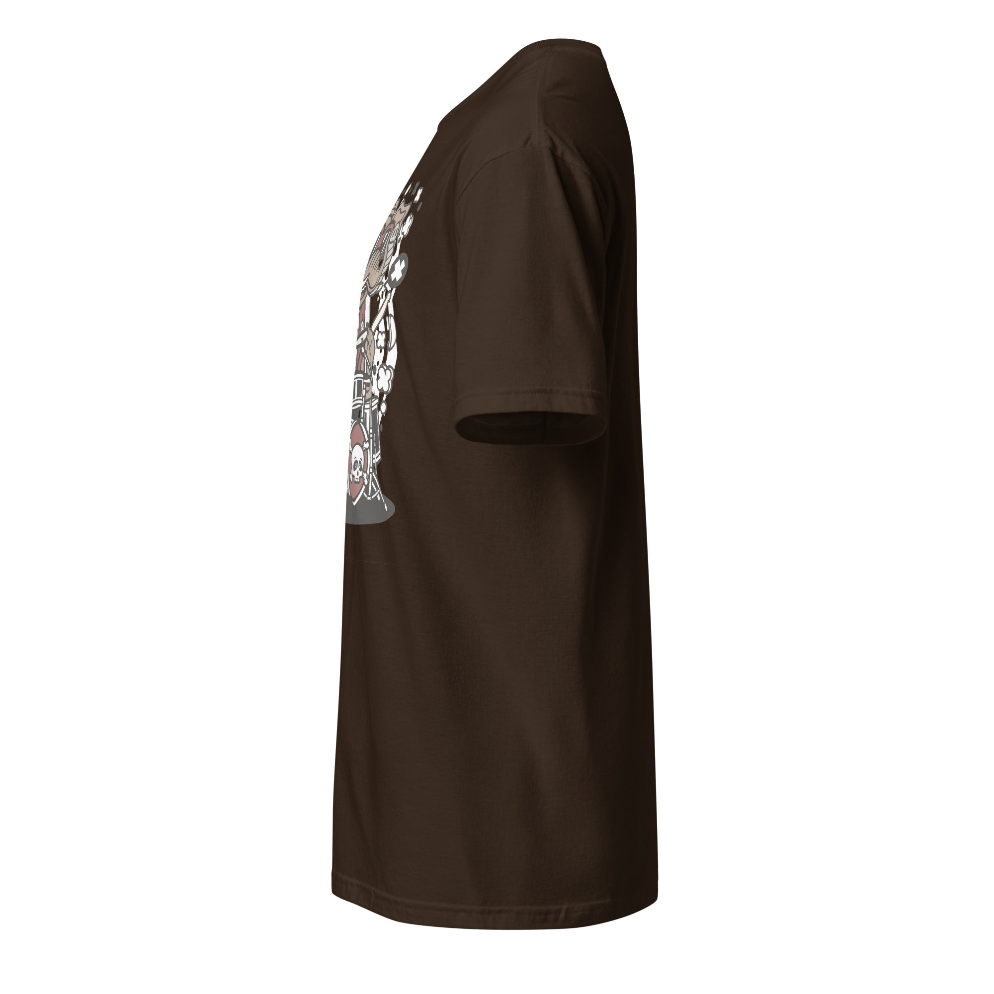 Left view of Brown t-shirt on a white background