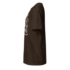Left view of brown t-shirt on a white background