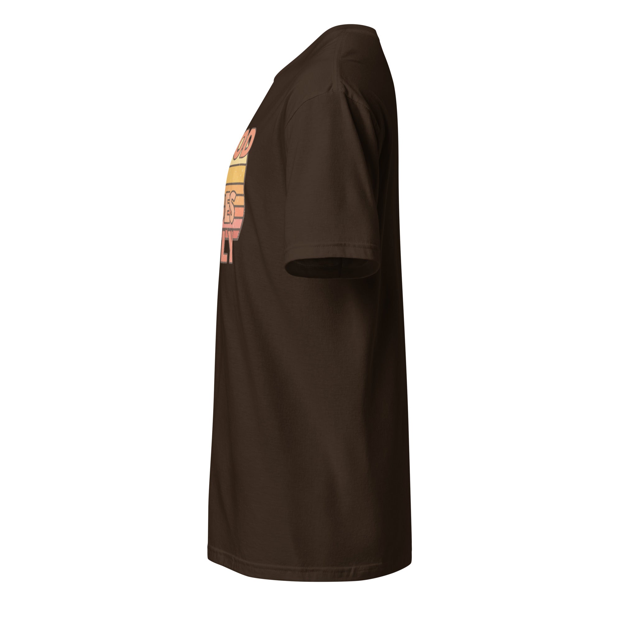 Left view of a Brown t-shirt on a white background