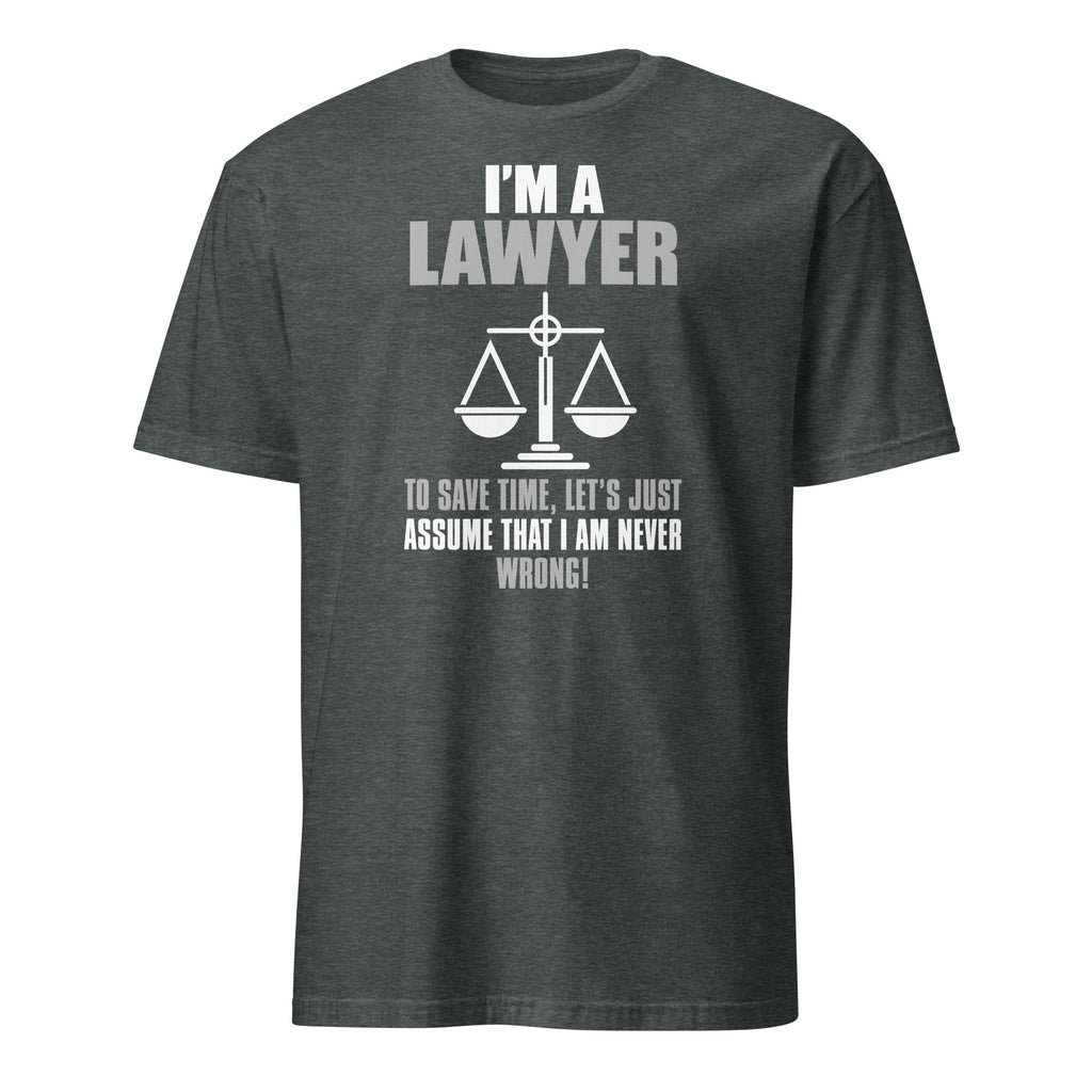 Gray t-shirt  with, 'I'm A Lawyer' text and Lawyer graphic on a white background