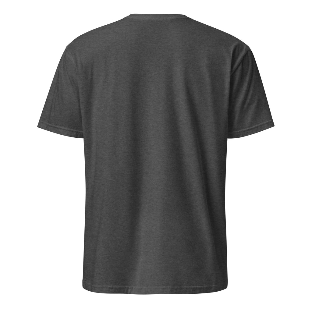 Dark gray t-shirt back on a white background