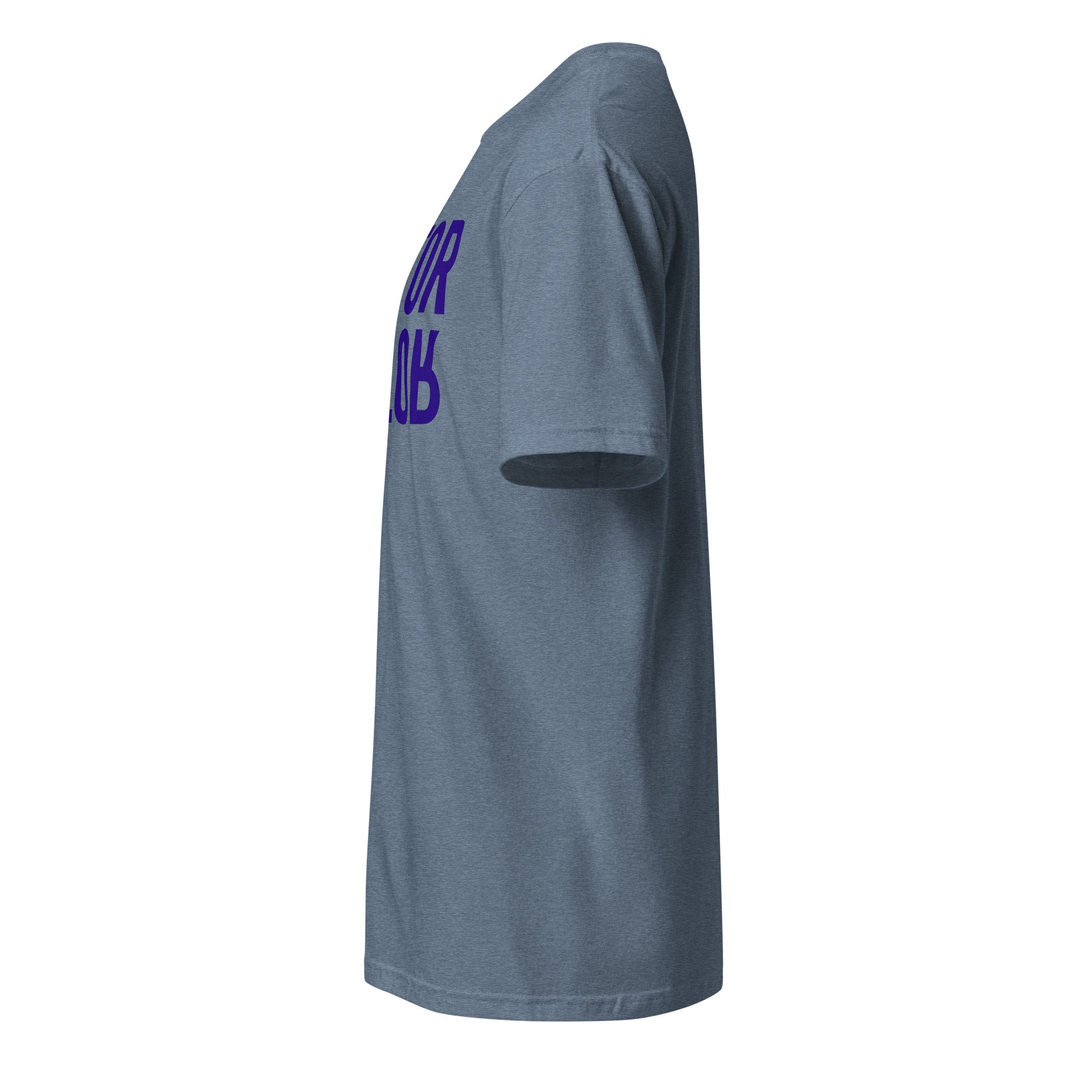 Blue t-shirt left side