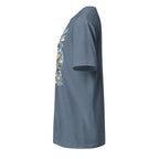 Plain blue t-shirt left side on a white background