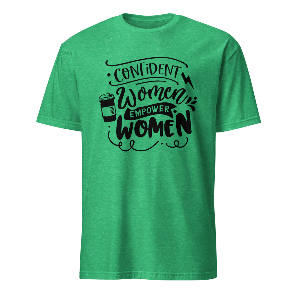 Green t-shirt with motivational quote on a white background