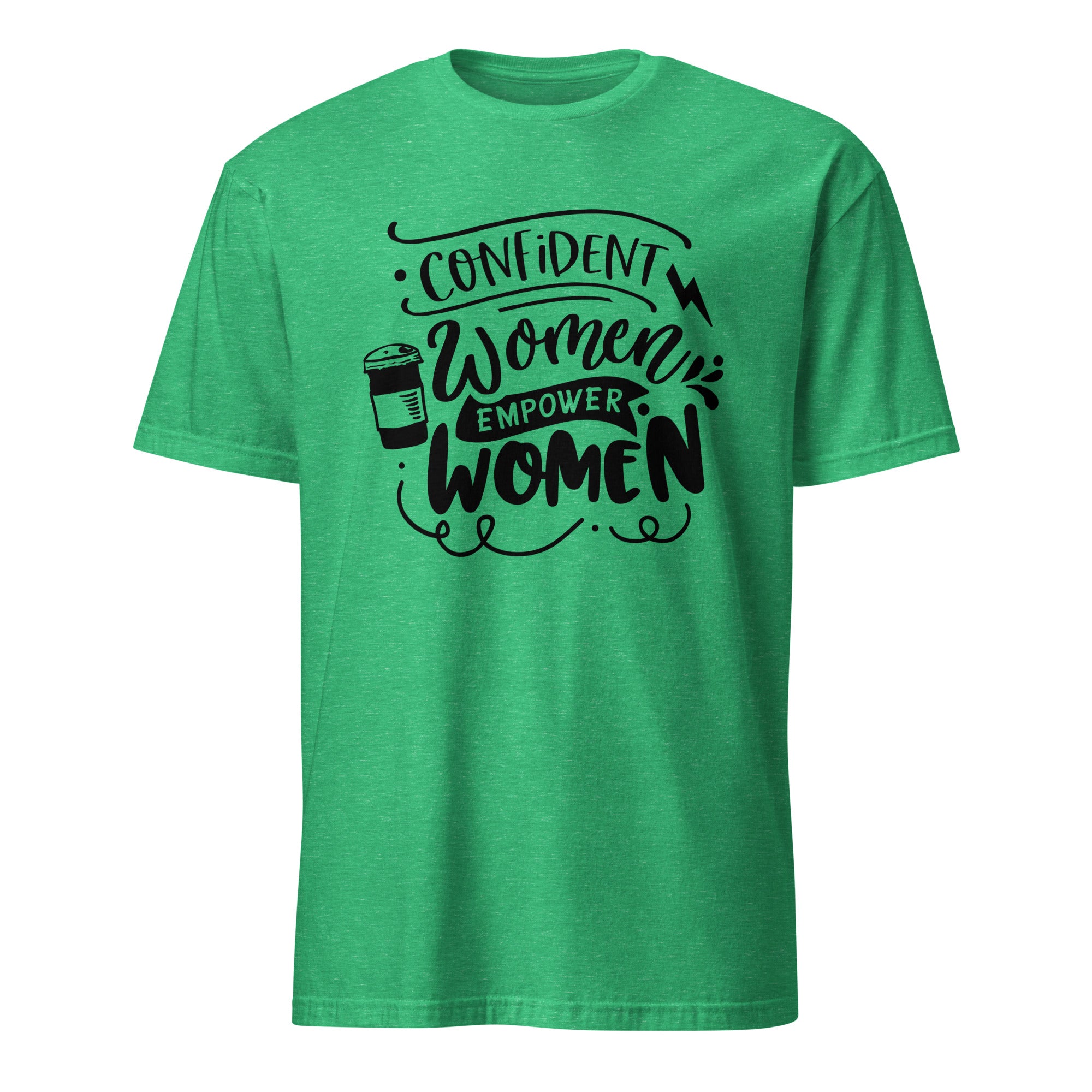 Green t-shirt with motivational quote on a white background