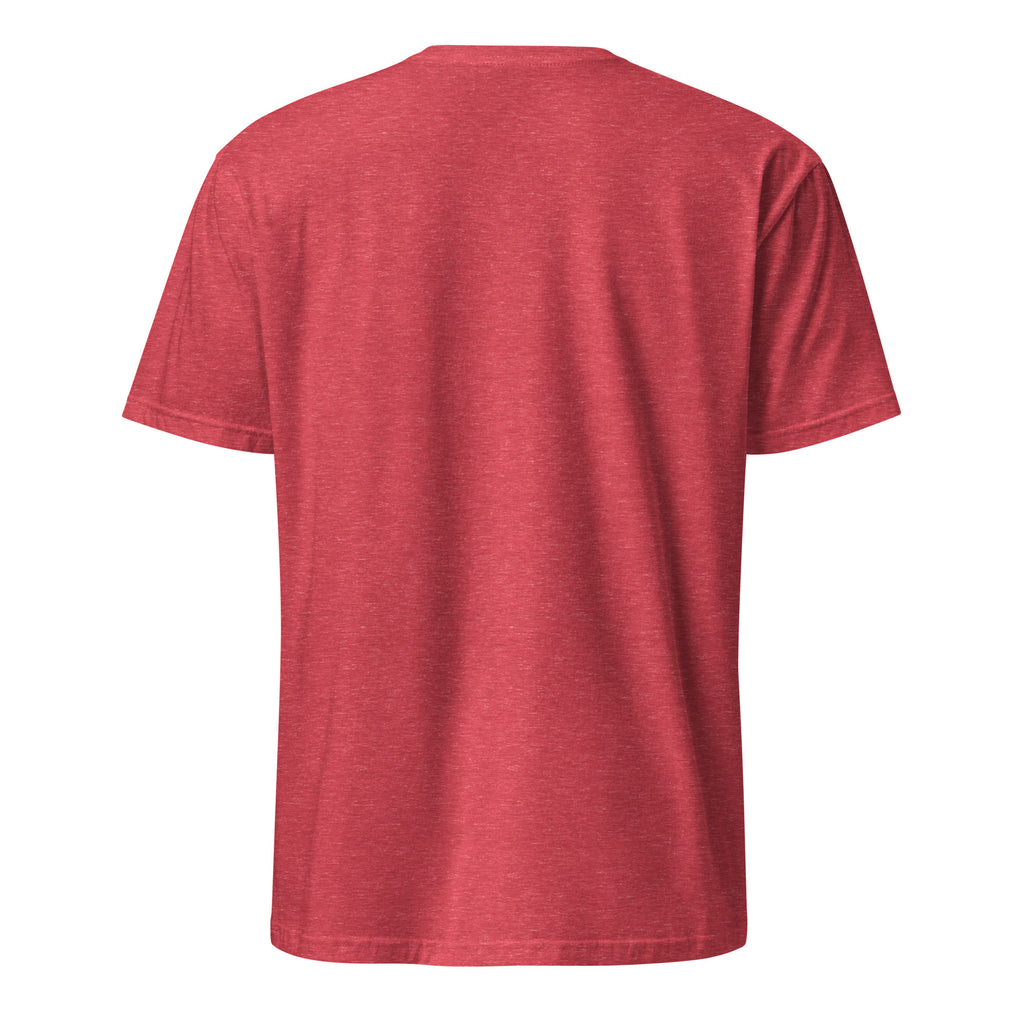 Plain Red Heather t-shirt back on a white background