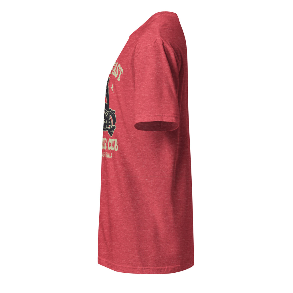 Plain Red Heather t-shirt left side on a white background