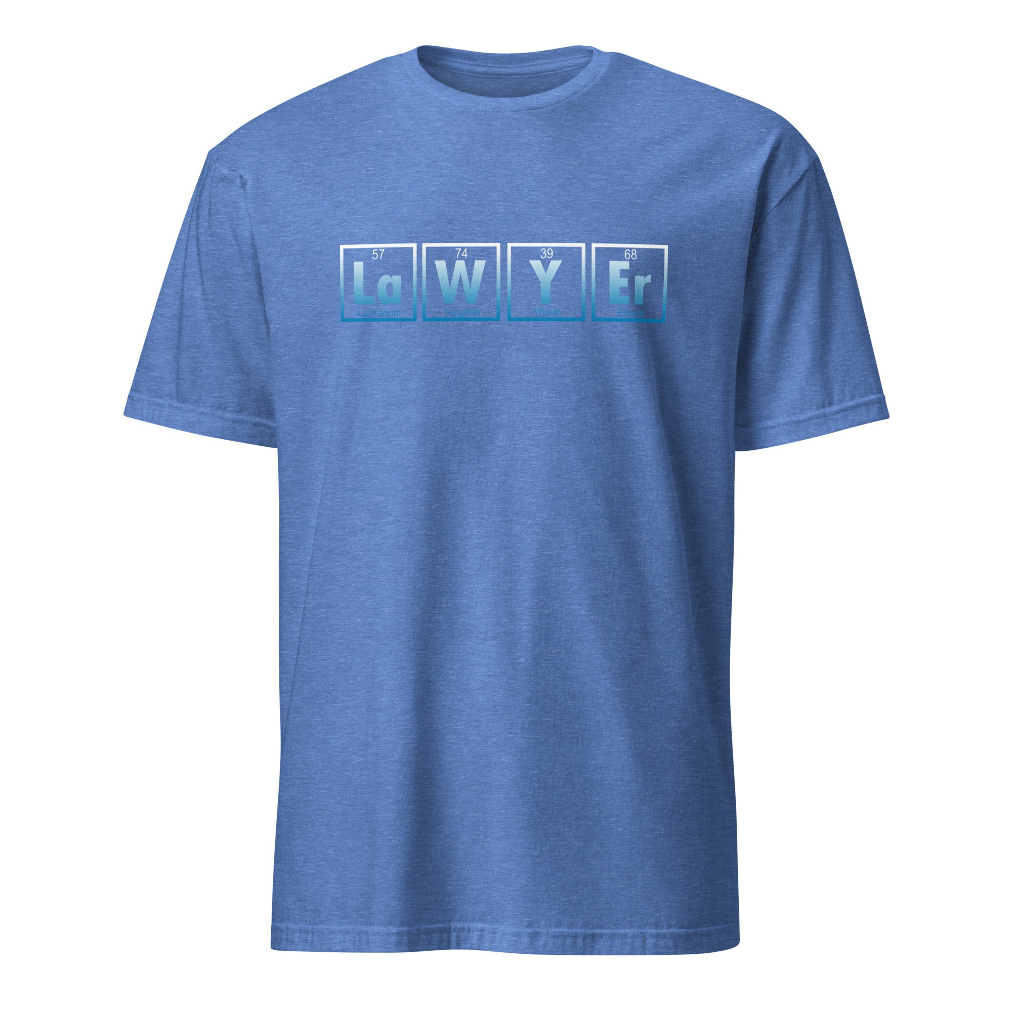 Blue t-shirt with Lawyer text as an element on a white background