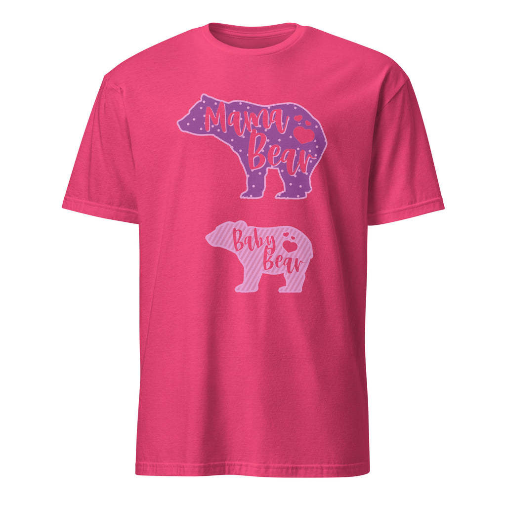 Heliconia t-shirt with 'Mama Bear' and 'Baby Bear' graphics on a white background