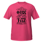 Pink t-shirt with motivational quote in black text on a white background