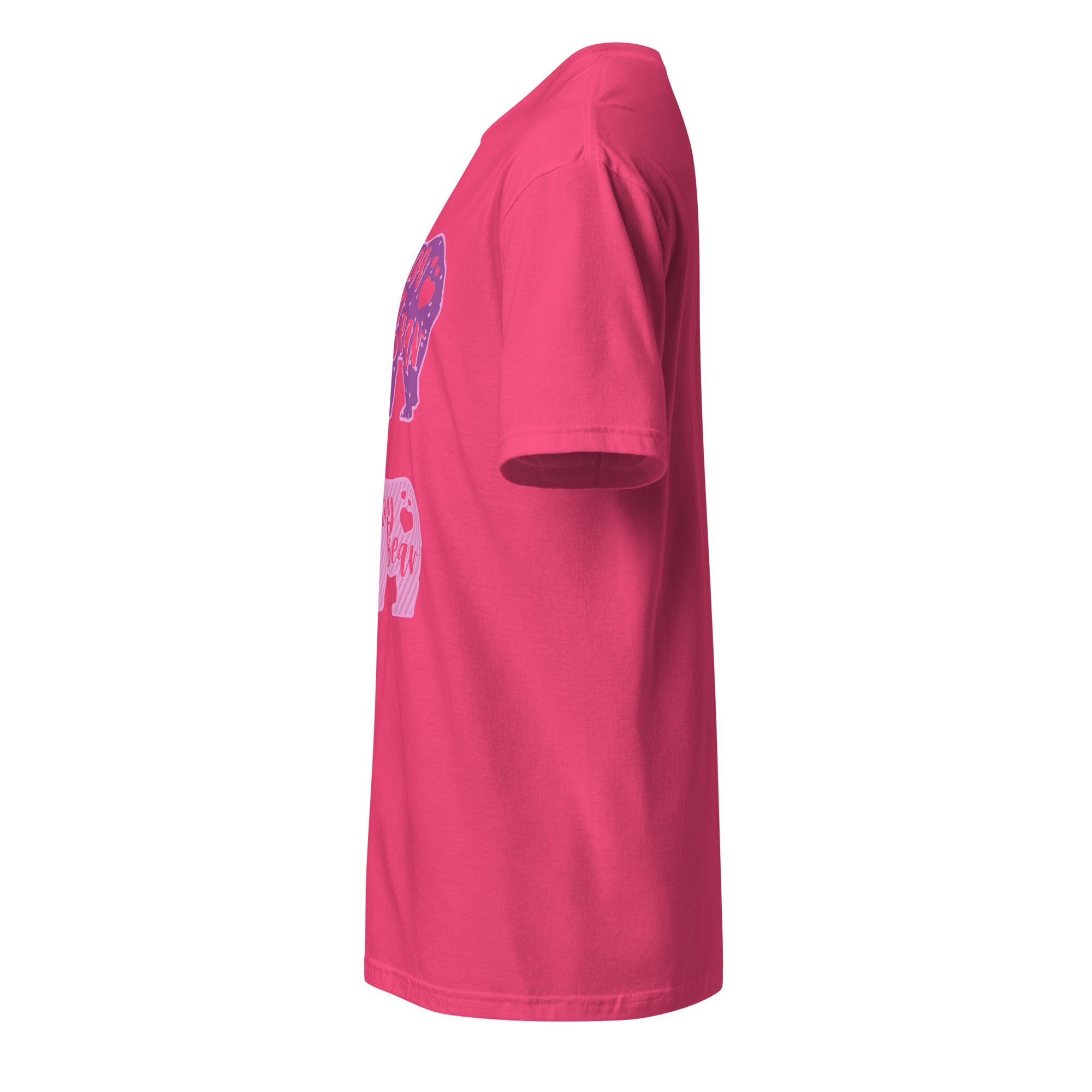 Left view of a heliconia t-shirt against a white background
