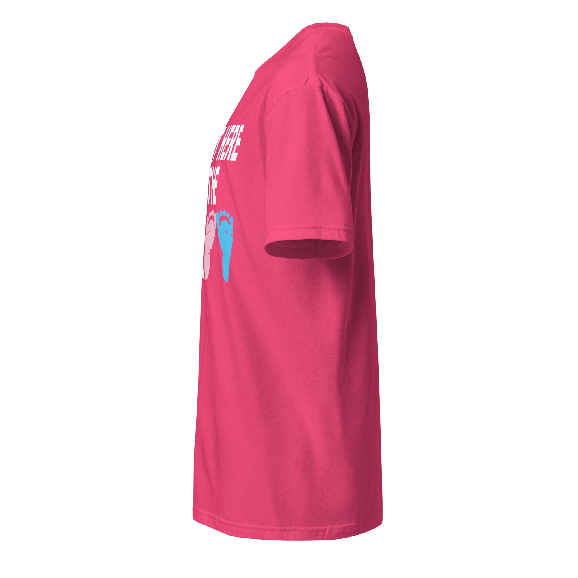 Pink t-shirt with a graphic design on the front on a white background