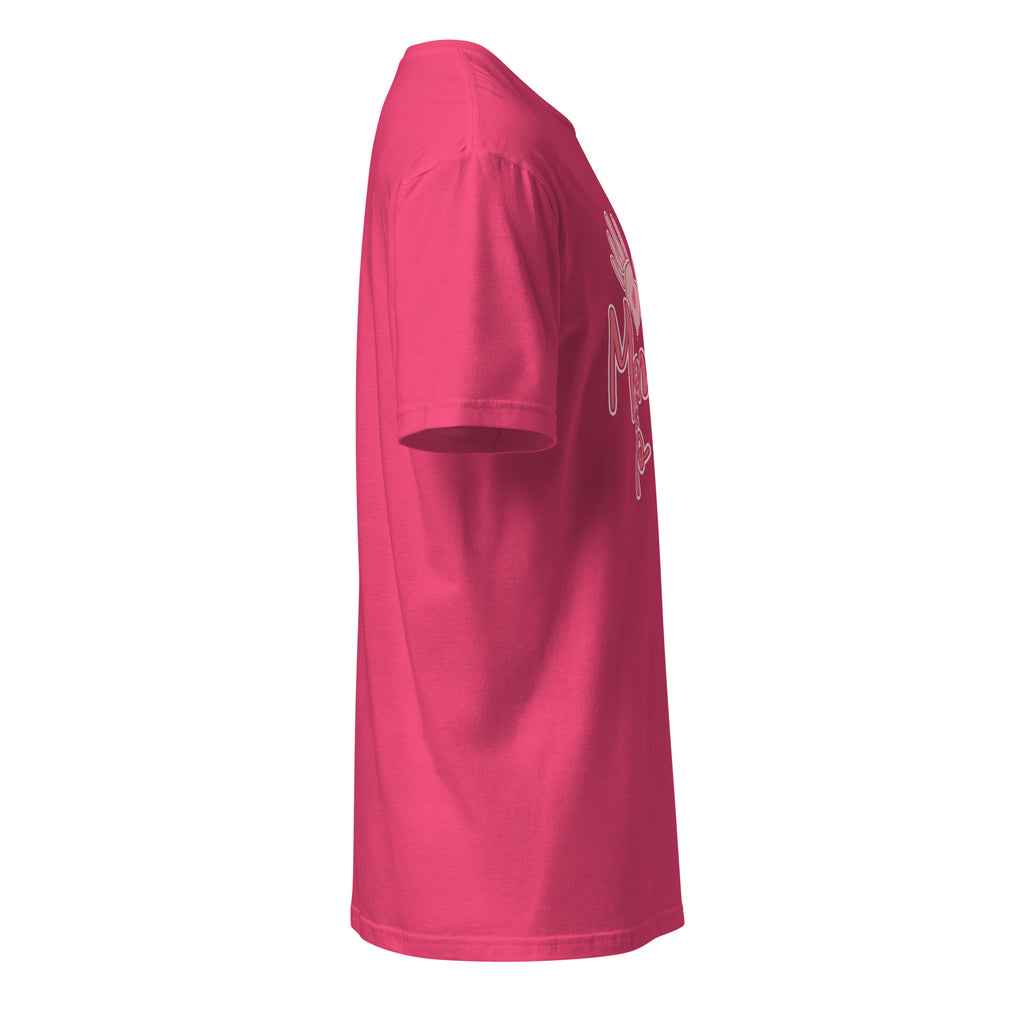 Pink t-shirt right side on a white background