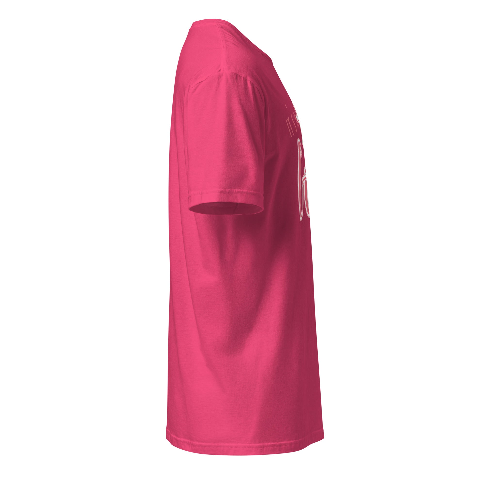 Pink t-shirt right side on a white background