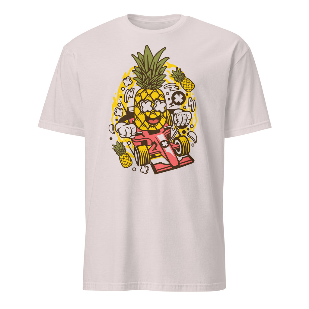 Ice Grey t-shirt with a colorful pineapple graphic design on a white background