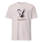 Light Grey t-shirt with Siberian Husky dog illustration and If It's Not A Siberian Husky It's Just A Dog T-shirt on a white background