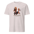 Light Grey t-shirt with Bassett Hound dog illustration and If It's Not A Bassett Hound It's Just A Dog T-shirt on a white background